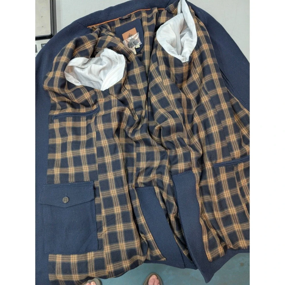 Territory Ahead Blazer Jacket Mens Size LL Herringbone‎ Wool Blend Navy Corpcore